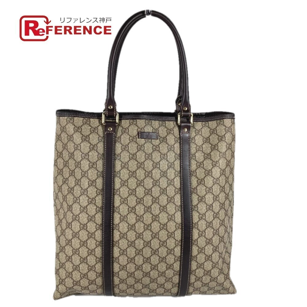 GUCCI GG Plus Vertical Tote Bag Shoulder Leather Beige